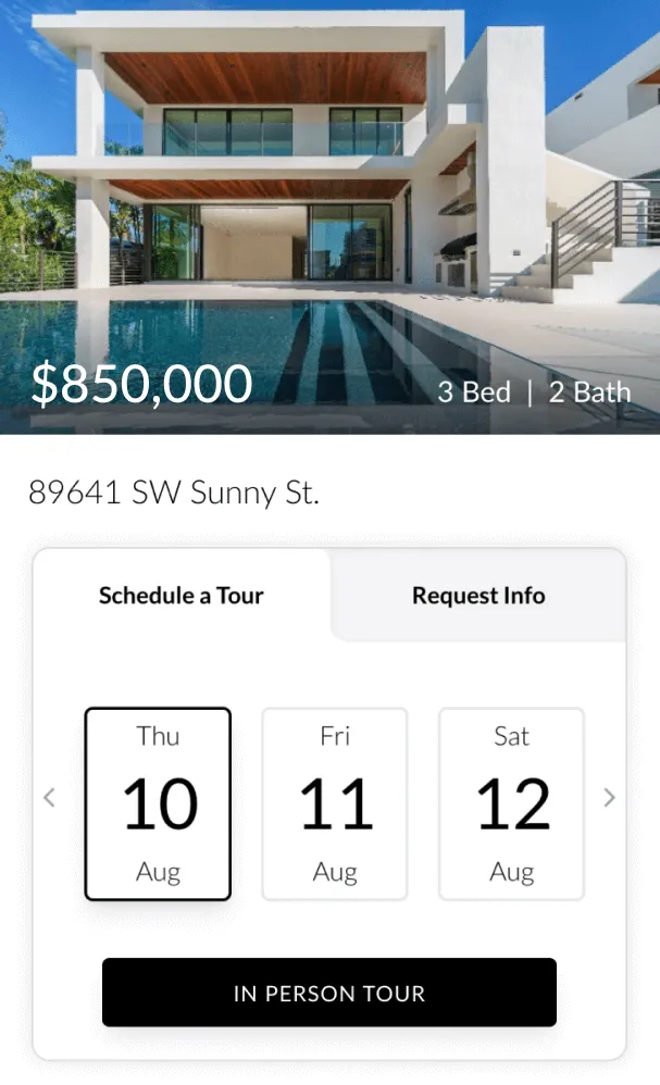 Mobile listing details view