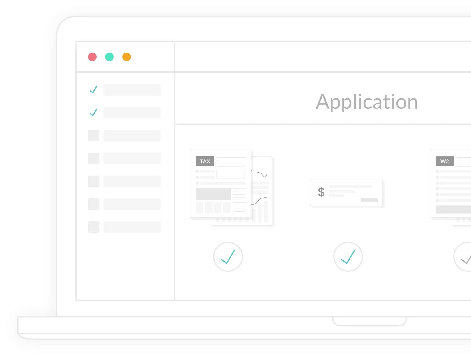 Financial application processing screen
